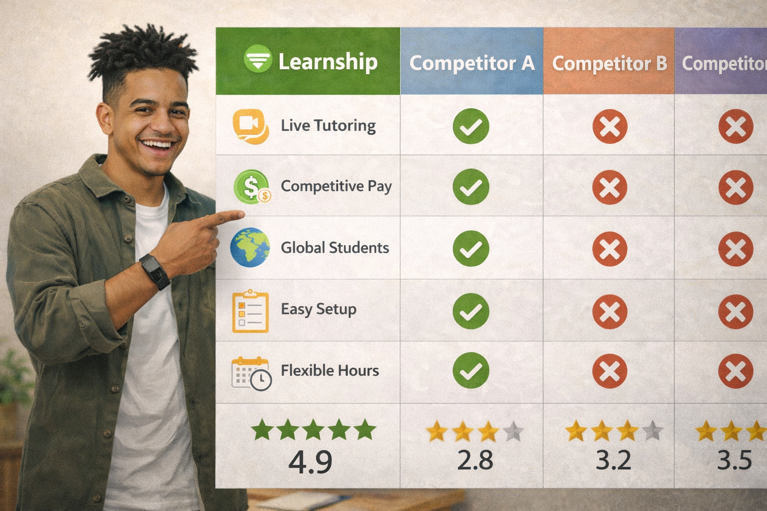 تدریس زبان در Learnship ثبت نام و احراز هویت تضمینی