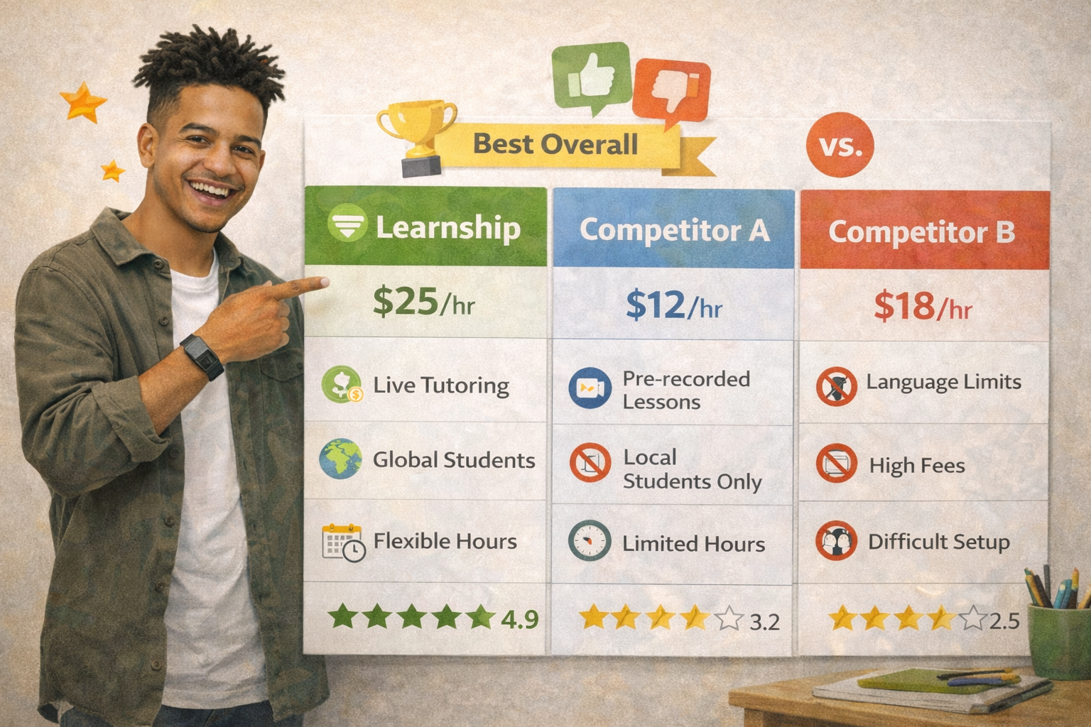 تدریس زبان در Learnship ثبت نام و احراز هویت تضمینی