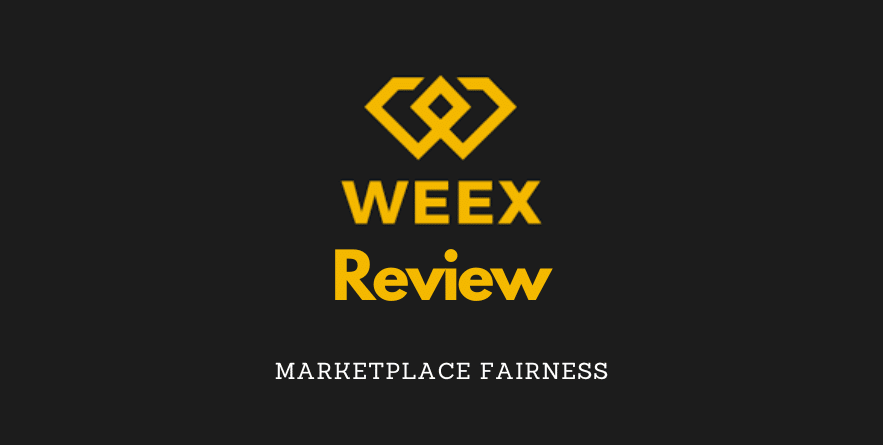 WEEX Review logo on a dark background with the tagline 'Marketplace Fairness' below.